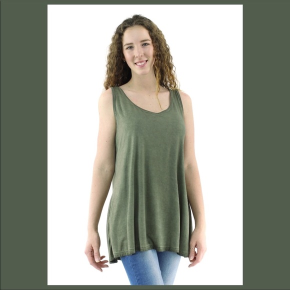 Lace Back Olive Green Tank Blouse Natural Dye - Picture 3 of 4
